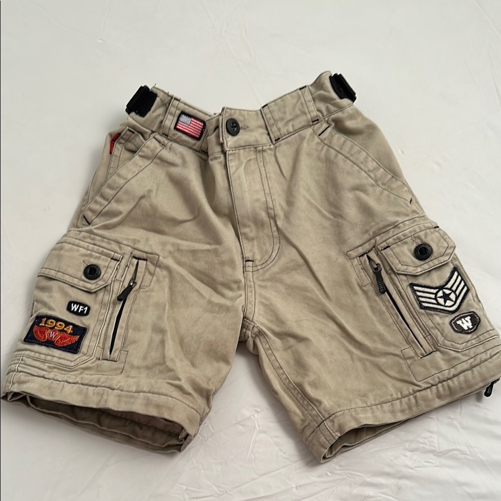Wearfirst vintage khaki adjustable waist cargo shorts